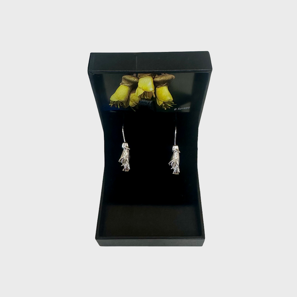 Sterling Silver Kōwhai Flower Hook Earrings