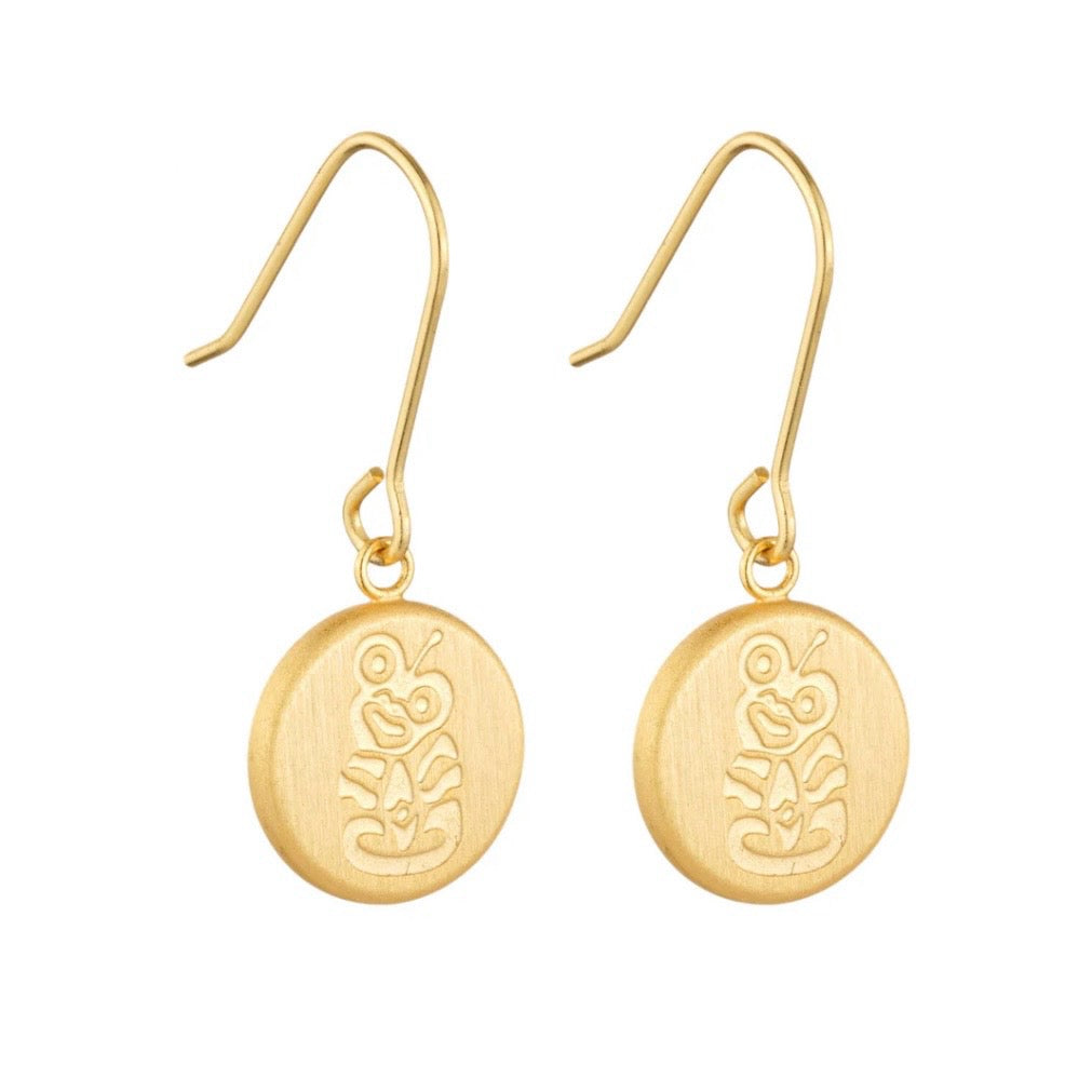 Round Tiki Pendant Earrings