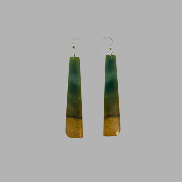 Te Wahi Pounamu Flower Jade Drop Earrings 65mm