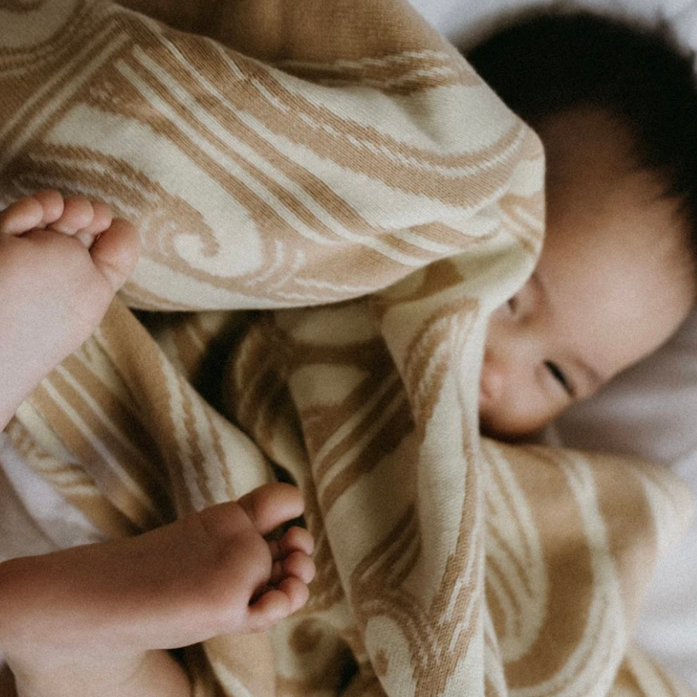 Te Paringa Organic Cotton Knit Blanket- Beige