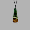 Te Wahi Pounamu Green, White and Gold Landscape Drop 65mm