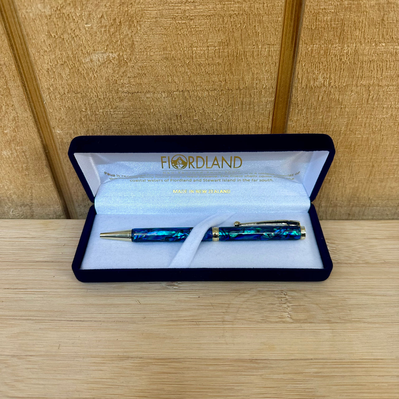 Slimline Ballpoint Pen - Paua & Gold Plated Metal