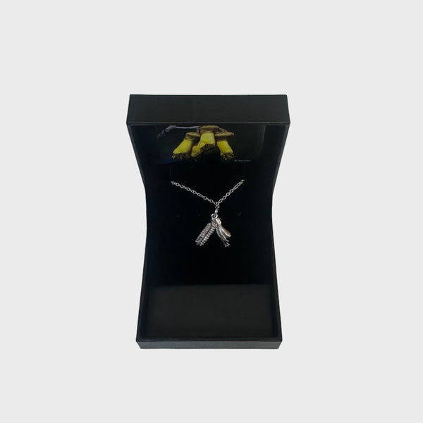 Sterling Silver Kōwhai Flower and Leaf Necklace