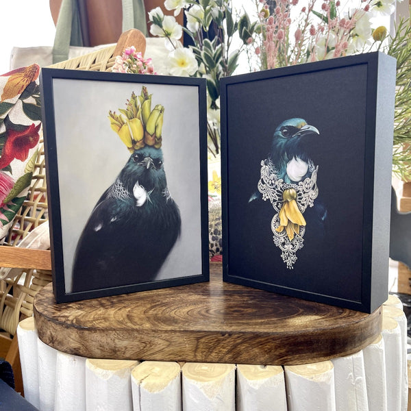 "She of the Kowhai" "He of The Kowhai" by Jane Crisp Box Framed Card