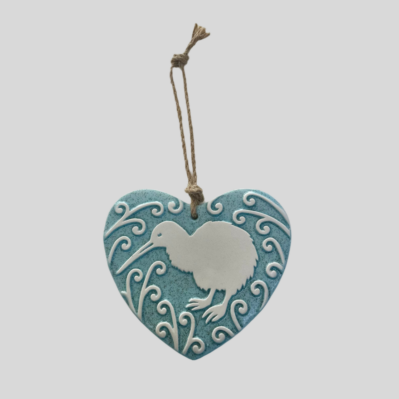 Kiwi Koru Ceramic Heart