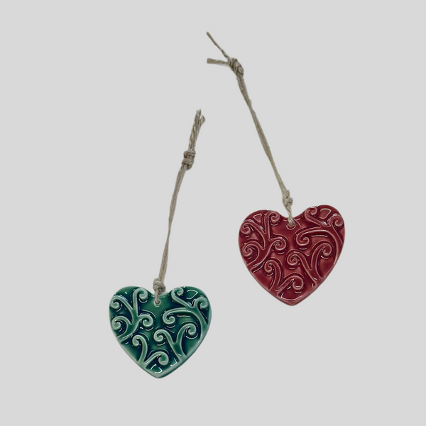 Koru Pattern Ceramic Heart