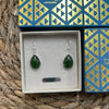 Nephrite Greenstone Tear Drop Pendant Earrings