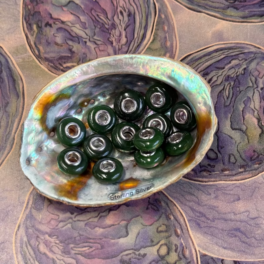 Single Pounamu Bead in Sterling Silver