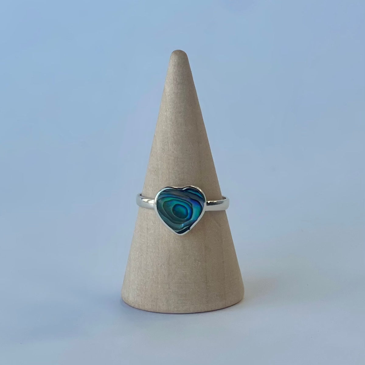 Sterling Silver Paua Shell Heart Ring