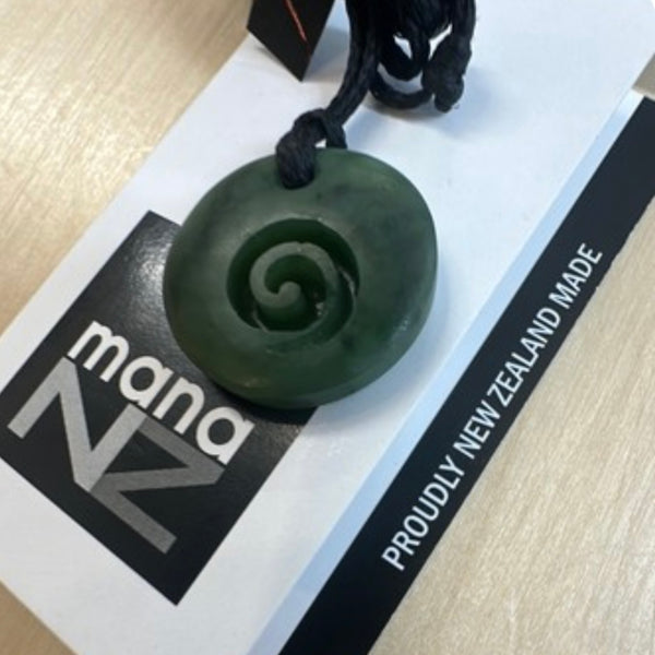 Pounamu Round Carved Koru Necklace