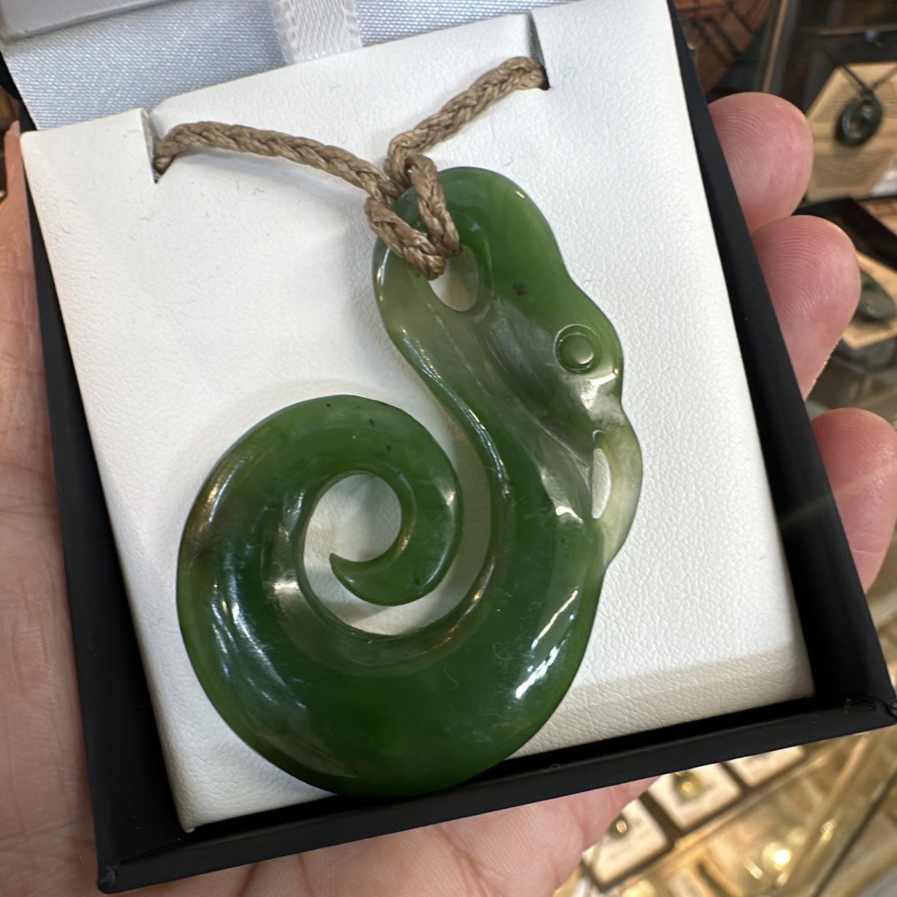 Te Wahi Pounamu Large Manaia with Koru Tail