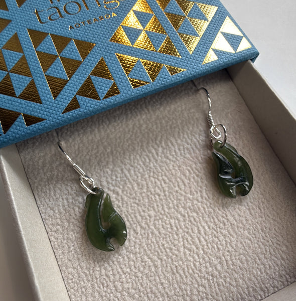 Greenstone Fish Hook Earrings