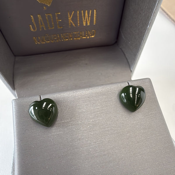 Sweet Pounamu Heart Stud Earrings