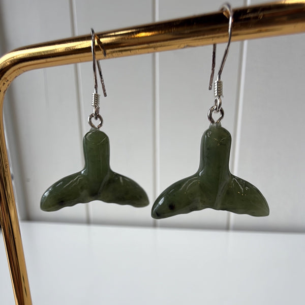 Greenstone Whale Tail Earrings 2cm