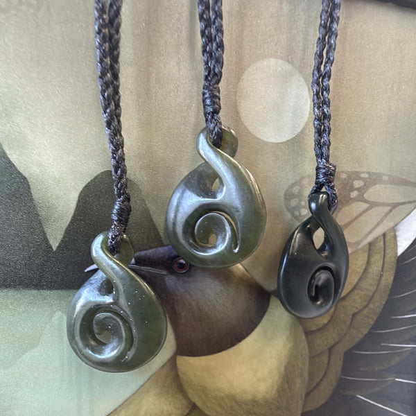 Freeform Greenstone Twist with carved Koru