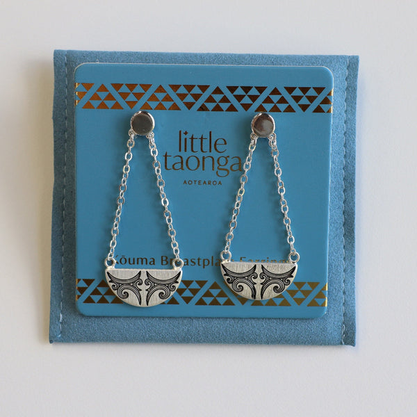 Kauae Breastplate Silver Earrings